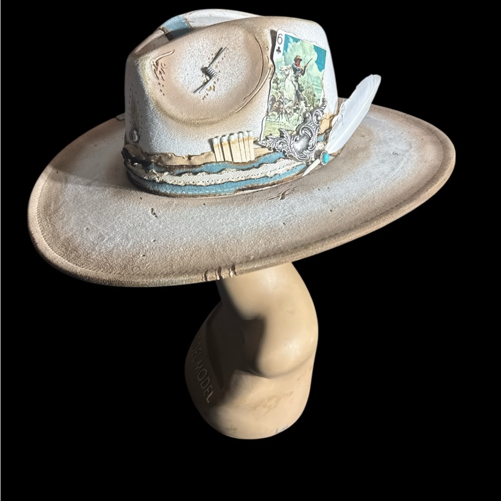 Handmade Western Oddities Cowgirl Hat Southwest Cowgirl Hat Tan Turquoise